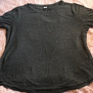 Old navy T-shirt luxe, with silver thread laced into gray fabric. Size medium.